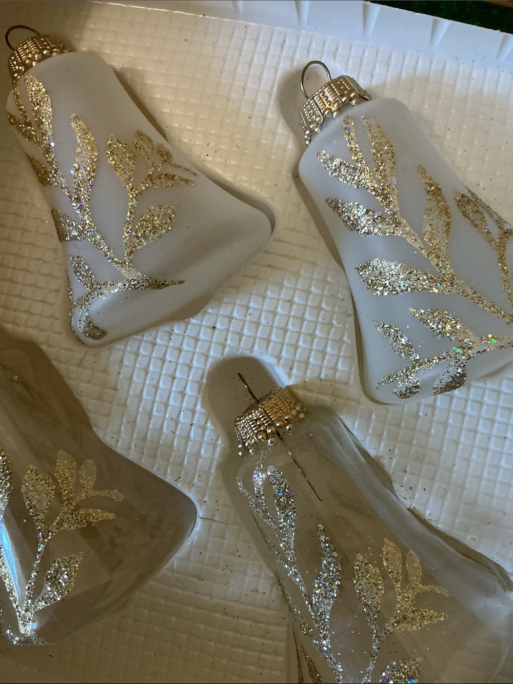 Vintage Victorian Glass Bell Ornaments New in Box Christmas